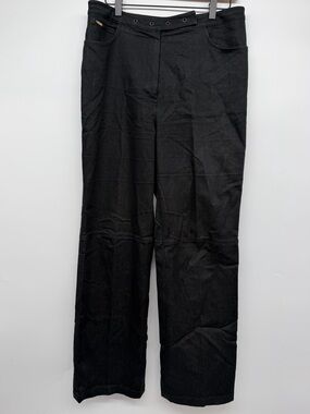 St. John Sport by Marie Gray Black Lace-Up Wide Leg Pants Size 10 Y2K